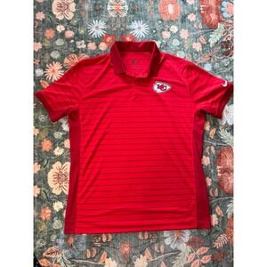 Nike Kansas City Chiefs NFL Mens Red Dri-FIT Striped Polo Shirt Large L